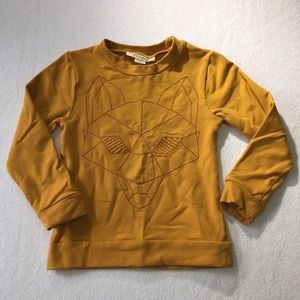 Boys 5T stretch mustard fox embroidered shirt